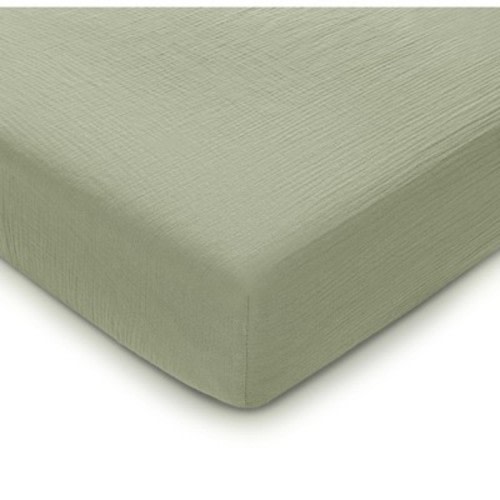 Muslin Fitted Crib Sheet, Extra Soft 100% Muslin Cotton Crib Sheets for Standard Crib and Toddler Mattresses by Comfy Cubs - Sage