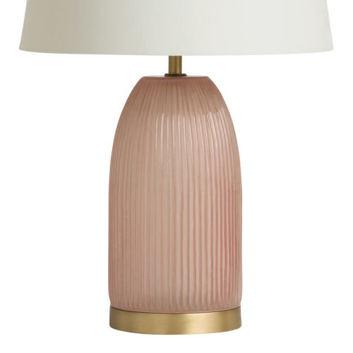 Frosted Pink Blown Glass Fluted Table Lamp Base