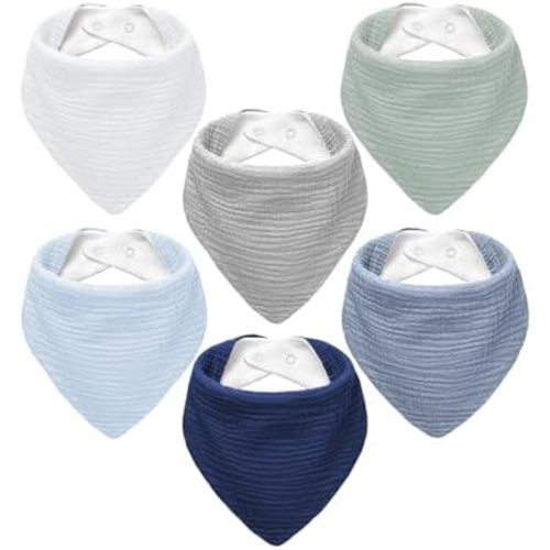 NISXABEBE Muslin Baby Bibs,Soft Triangular Baby Bandana Drool Bibs for Baby Boy Girl,Solid Colors Bib for Drooling Teething