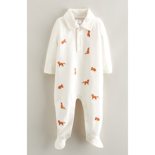 Embroidered Cotton Footie