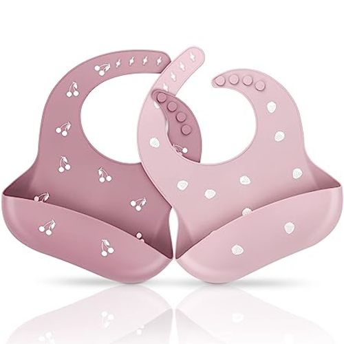 Silicone Baby Bibs for Babies & Toddlers | Adjustable Silicone Bibs Set of 2