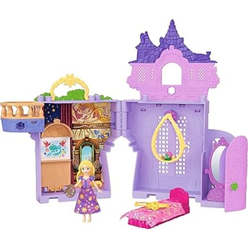 Mattel Disney Princess Toys, Rapunzel Storytime Stackers Doll House Tower with Rapunzel Small Doll, 1 Pascal Figure & 7 Accessories, Inspired by Movie