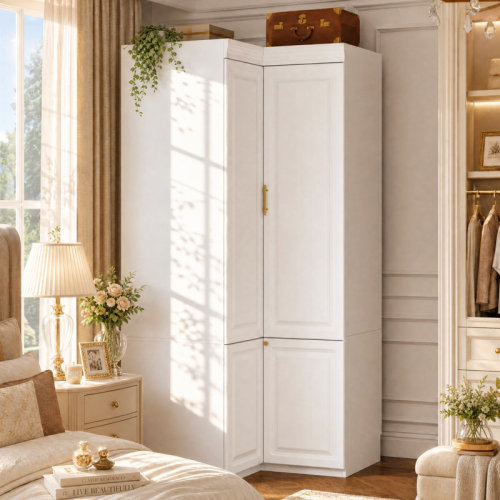 Latitude Run® Bettis L-Shaped 4-Door Corner Wardrobe with Shelves & Reviews | Wayfair