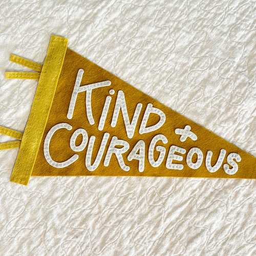 Kind + Courageous Custom Felt Pennant: Hand Embroidered Kids Room Decor