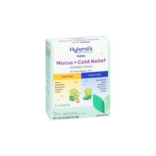 Hyland's Naturals Baby 6+ Months Day & Night Mucus Plus Cold Relief Syrup Bottles (4 fl oz x 2 ct)