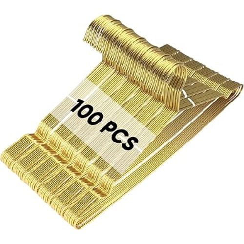 100 Pcs Stainless Steel Gold Metal Hanger for Clothes 16.5" Wire Hangers for Coat Suit Bridal Boutique Dress Closet Dorm Clothing Rack