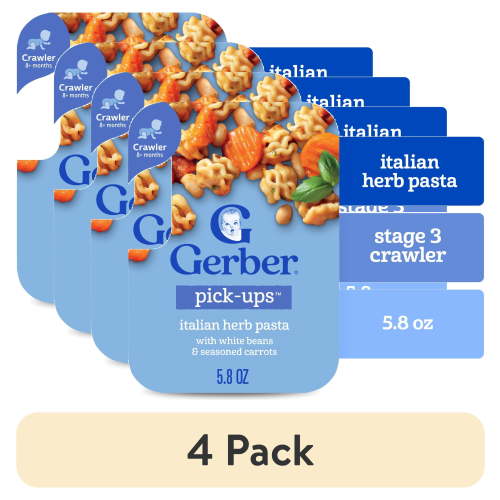 (4 pack) Gerber Stage 3 Baby Food, Italian Herb Pasta, Pick-Ups, Baby Led Feeding 5.8 oz