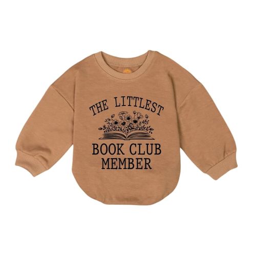The Littlest Book Club Member Baby Romper Sweatshirt, New To The Book Club Baby Bodysuit, Wildflower Book Worm Romper