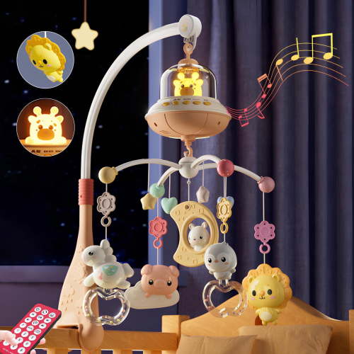 Baby Crib Mobile, Baby Mobile for Crib with Music and Lights Remote Control, Hanging Rotating Animals Rattles, Baby Crib Toys for Girls Toddler, Blue