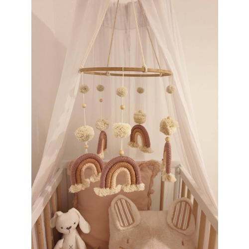 Macrame Baby Mobile, Rainbow and Cloud Baby Mobile, Nursery Mobile,  Wood Bead Mobile, Crib Mobile, Custom Made Mobile, Black Friday Sale