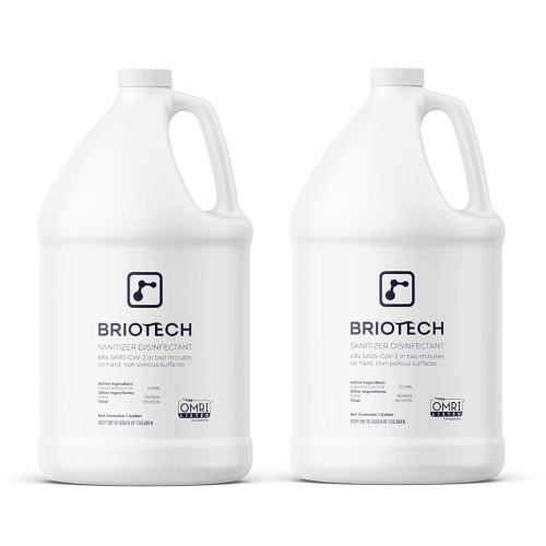 BRIOTECH Sanitizer Disinfectant Hypochlorous, Kill 99.99% of Viruses & Bacteria, Control Mold, Eliminate Odor, Gentle for Nursery & Play Rooms, Food Contact Surface Sanitizer, 1 Gallon Refill (2 Pack)