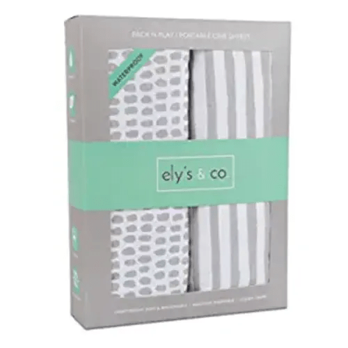 Waterproof Pack and Play Sheet 2 Pack - Pack and Play Sheets Fitted with 100% Jersey Cotton (32"X16"X3") - Pack N Play Mattress Sheets for Boys and Girls, Newborn Essentials - Playard