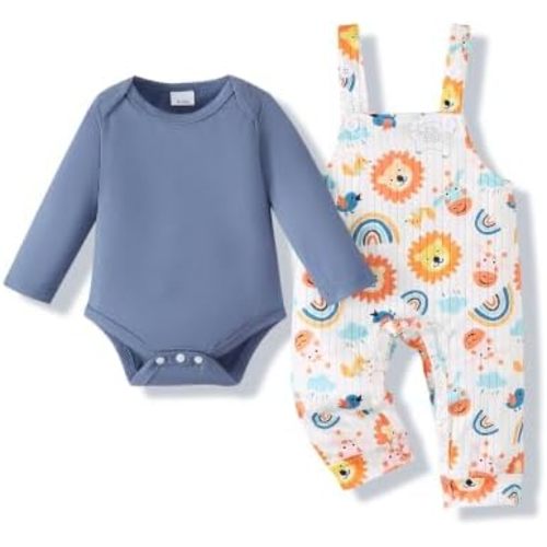 Newborn Baby Boy Clothes Outfits Infant Stripe Animal Romper Cute Denim Jeans Jumpsuit Overalls 0-18 Months