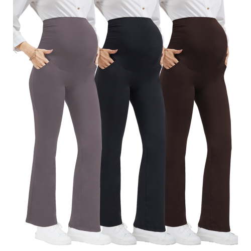 Beaisland Women's Plus Size Maternity Pants Casual Stretchy Comfy Lounge Leggings Over The Belly Yoga Work Dress Pants with Pockets 3-Pack