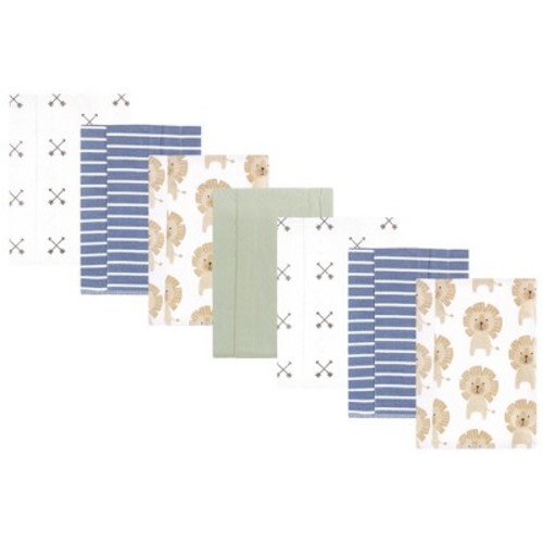 Hudson Baby Infant Boys Cotton Flannel Burp Cloths 7pk, Modern Lion, One Size