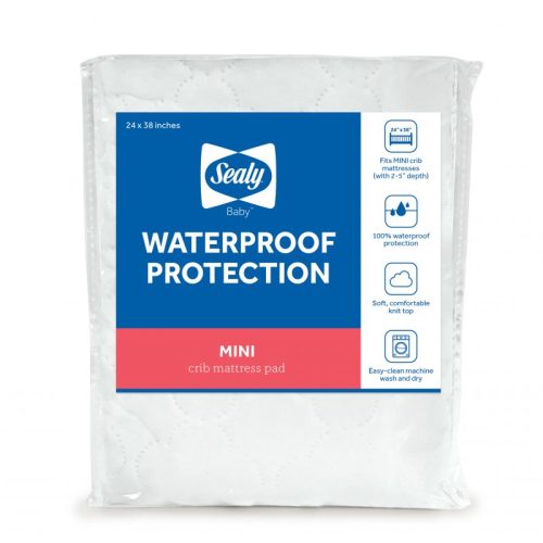 Sealy Waterproof Protection Mini Crib Mattress Pad | 38" x 24"