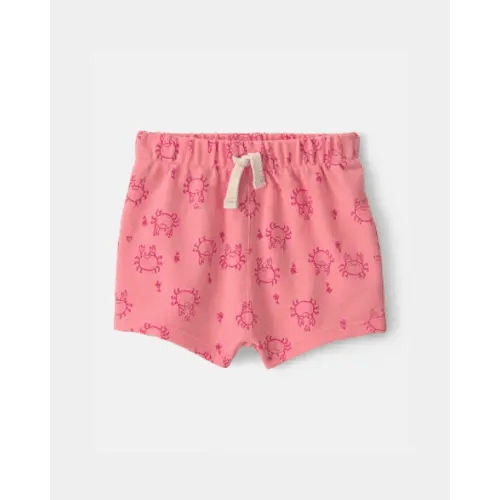 Baby Girl Crab Drawstring Shorts - Pink | Carter's