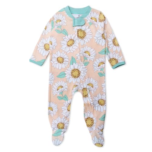 HonestBaby Sleep & Play Footed One-Piece Pajama Sleeper 100% Organic Cotton, Baby Girls
