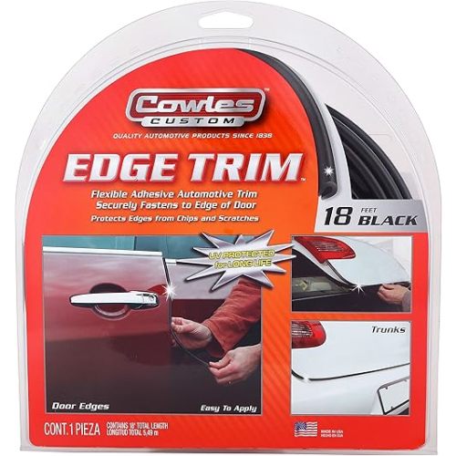 Cowles Custom - Superior 18feet Black U-Channel Edge Guard Trim, Rubber Bumper Protector Accessory, Door Guard for Cars, Trucks, SUVs, ATVs, Boats