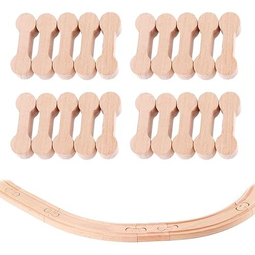 20pcs Wooden Train Track Dog Bone Connectors, Wooden Train Dog Bones Accessories, Wooden Train Track Pieces, Dog Bone Track Connector Wooden Track Adapters Connector Pieces for Wooden Train Tracks