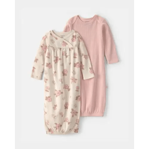 Baby Girl 2-Pack Floral Sleeper Gowns - Pink/Ivory | Carter's