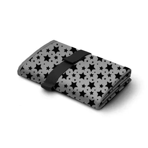 Toolik Baby Diaper Changing Pad, Extra Large (27.5 x 19.7 inch) Waterproof Mat for Stroller Walks or Diaper Bag, Fits Newborn and Toddler for Quick Change on The go (Grey, 3D Stars)