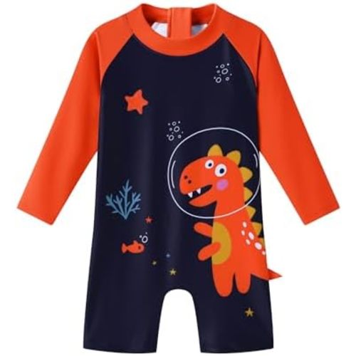 Redair Toddler Baby Boys Rash Guard Swimsuit Long Sleeve One Piece Swimwear Zip Bathing Suit with UPF 50+ 0-24 Months