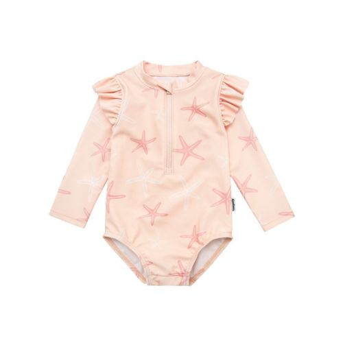 Gerber Baby Girls' and Toddler Long Sleeve One Piece Rashguard Swimsuit