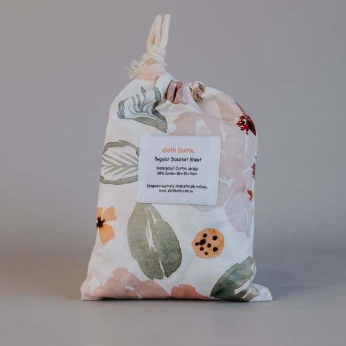 Cloth Bums Regular Bassinet Waterproof Sheet - Peony Pop