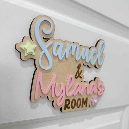 Personalized Door Name Sign, Kids Name Bedroom Sign, Personalized Siblings Name Door Sign, Kids Name Room Sign, Personalized Bedroom Sign.