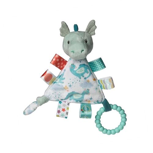 Taggies Teething Toys Baby Rattle Portable Triangle Activity Toy with Sensory Tags, 6-Inches, Drax Dragon