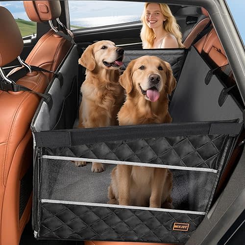 MIXJOY XL Dog Car Seat for Large Medium Dogs, Back Seat Extender for Pets, Waterproof Pet Carseat for Medium Sized Dog, Hammock for Pet, with Storage Pocket for Cars/SUV/Truck(XL)
