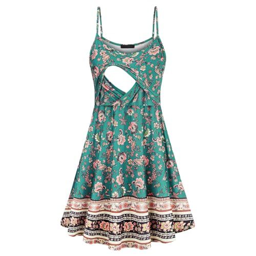 connche Floral Maternity Summer Dress Spaghetti Strap Nursing Breastfeeding