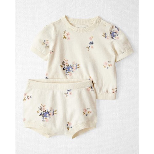 Baby Girl 2-Piece Organic Cotton Sweater Knit Set in Blooming Garden Print - Little Planet | Carter's