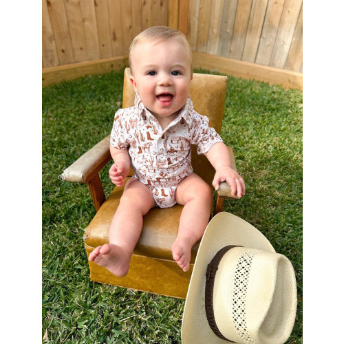Rodeo Outfit - Western Outfit - Baby Toddler Outfit - Baby Gift - Rodeo Outfit - Boy Gift - Boy Rodeo Outfit - Neutral Boy button down