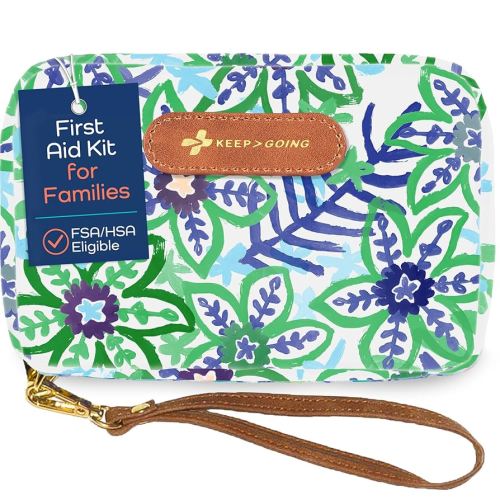 KeepGoing Travel First Aid Kit for Kids – 130 Pc. for Car, Home, Purse, Diaper Bag & Backpack with Latex-Free Bandages - Mini First Aid Kit Travel Size TSA-Approved