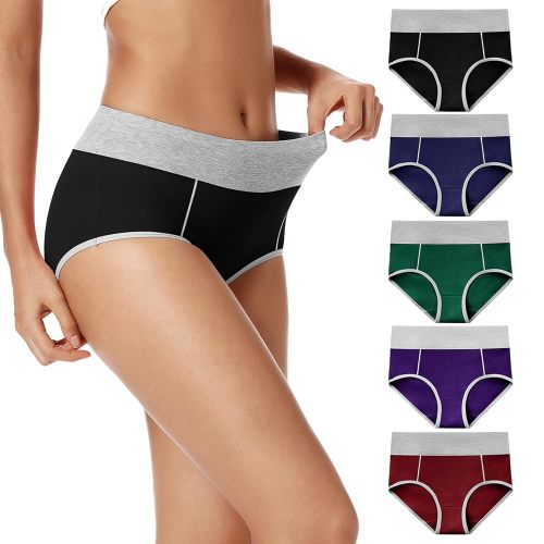 POKARLA Womens Cotton Underwear High Waist Full Coverage Briefs Soft Breathable Postpartum Panties Stretch Underpants