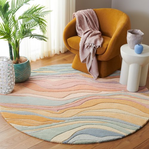 SAFAVIEH Handmade Rodeo Drive Bjarndis Mid-Century Modern Wool Rug - 6' x 8' Oval - Blue/Blush