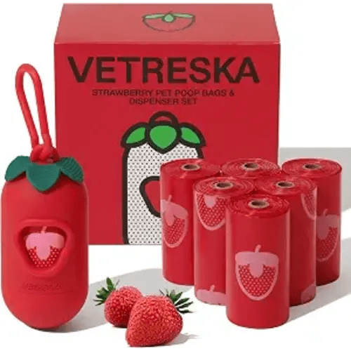 VETRESKA Bag Dispenser with Strawberry Scented Bags, 105 Counts