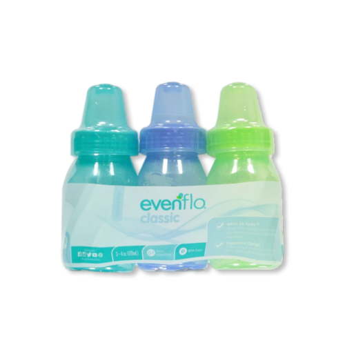 Evenflo 3-Pack Classic Baby Bottles (1-4 oz.) Color: mint/green/blue Size: one size