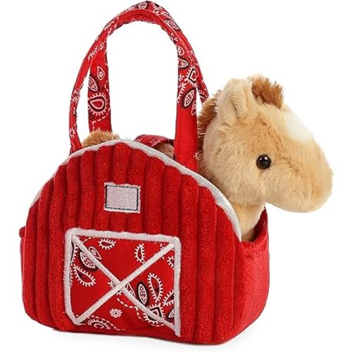 Aurora® Fashionable Fancy Pals™ Red Barn Horse Stuffed Animal - On-The-go Companions - Stylish Accessories - Red 7 Inches