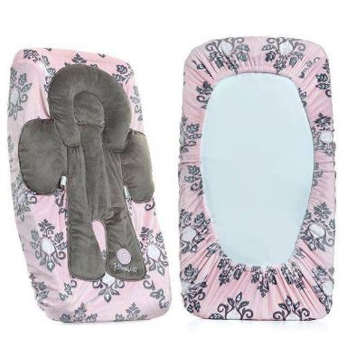 PillowSheets Ultra Plush Changing Pad Cover, With Built-in Body Support - Pink/Gray