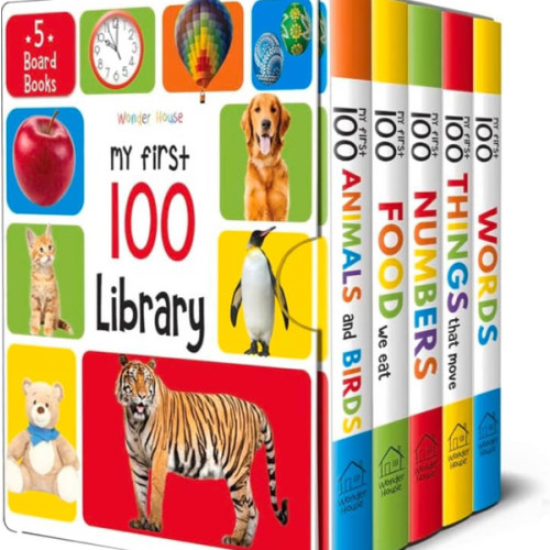 My First 100 Library: Boxset of 5 Early Learning Board Books for Kids/Children (homeschool / preschool / baby/toddler)