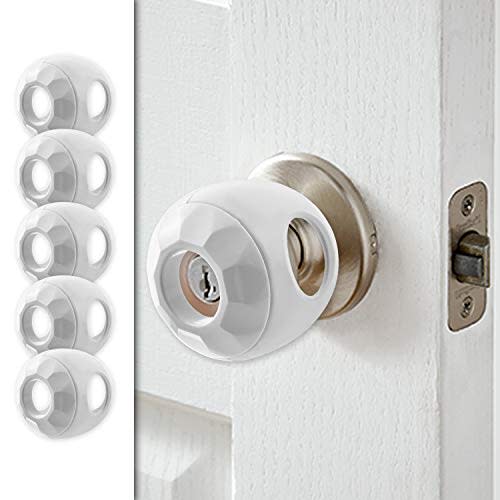 Driddle Door Knob Safety Cover for Kids - 5 Pack - Baby Proof Door Knob Covers - Door Locks for Kids Safety Child Proof - White