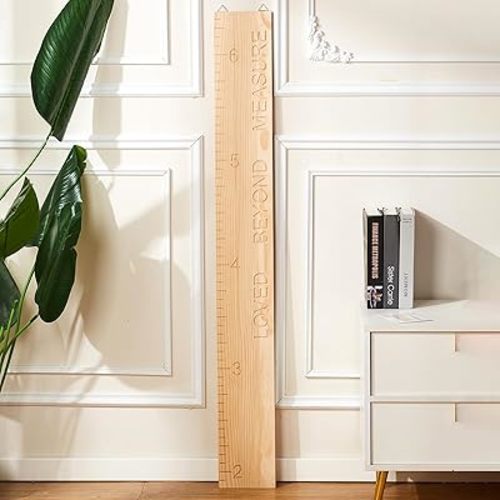 One-Piece Height Chart for Kids, Solid Wood Growth Chart for Wall Measurement Board for Nursery Wall Decor