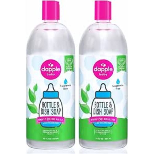 Dapple Baby Fragrance-Free Baby Bottle & Dish Soap Refill - (2 Pack) 30 fl oz - Plant-Powered Cleaner for Bottles, Pump Parts, and Sippy Cups - Removes Milk Film & Odors