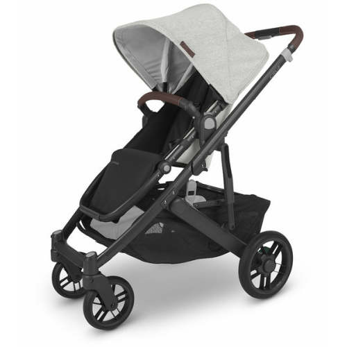 UPPAbaby Cruz V2 Stroller - Anthony (White and Grey Chenille / Carbon / Chestnut Leather)