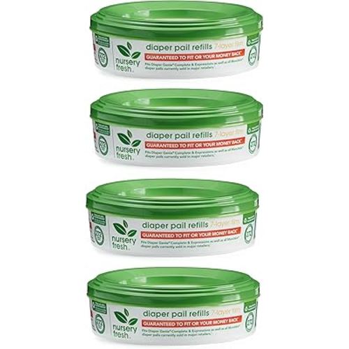 Nursery Fresh® Refill Rings for Diaper Genie® and Munchkin® Diaper Pails, Holds up to 1,088 Newborn Diapers, 4 Pack