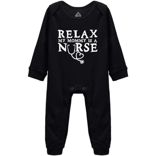 Relax My Mommy is Nurse Baby Boys Girls Romper Footed Funny Bodysuit Outfit