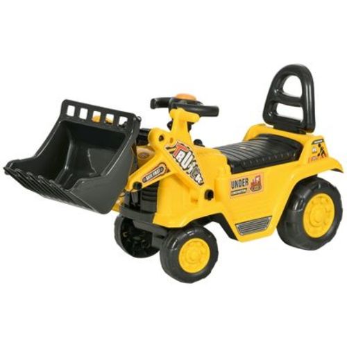 HOMCOM Kids Bulldozer Ride on Truck with Horn, Under Seat Storage, Sit and Scoot Pretend Play Toy Construction Car for Ages 18-48 Months